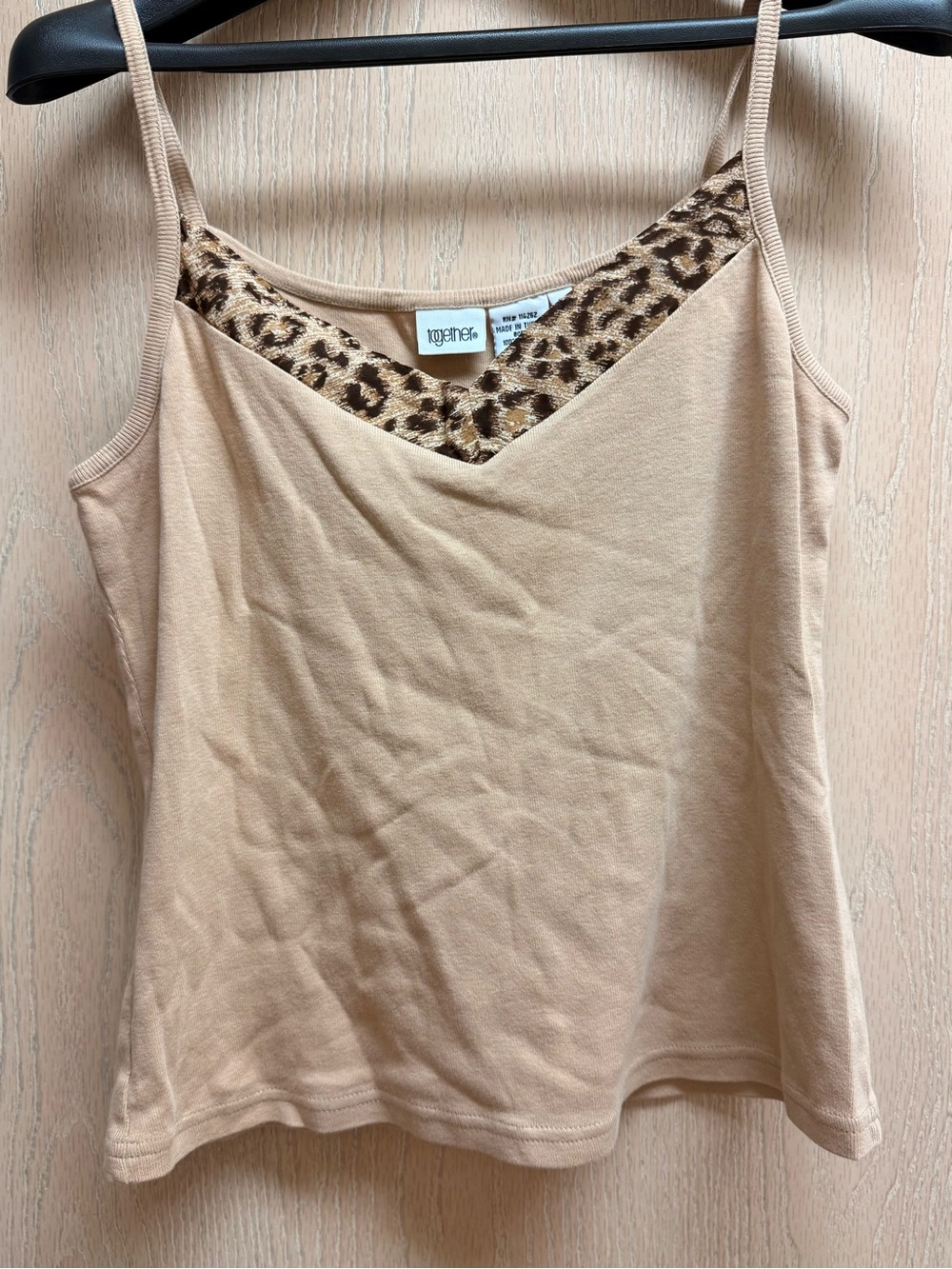 Together Tan Cami with Leopard-Print Trim